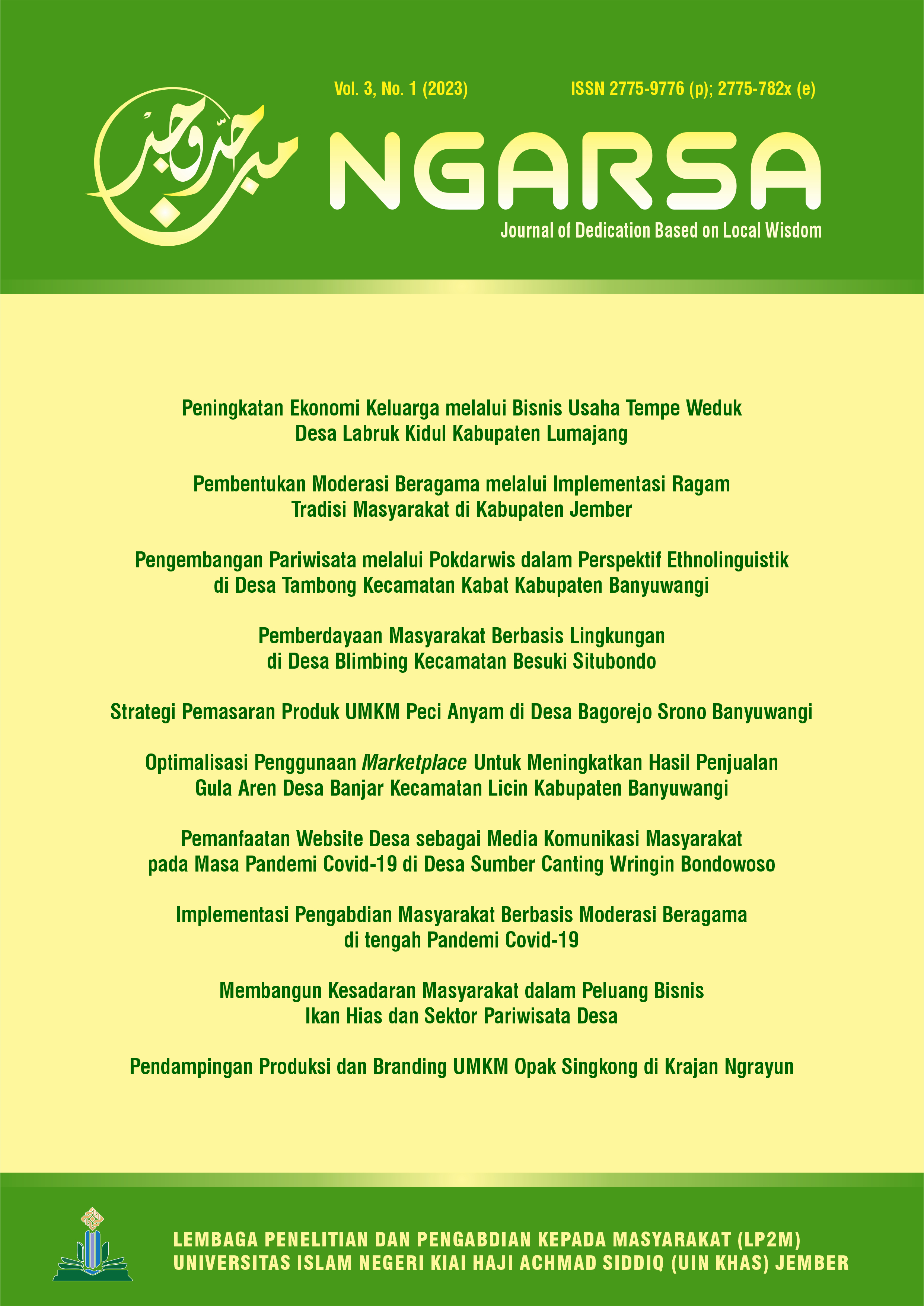 					View Vol. 3 No. 1 (2023): Ngarsa: Journal of Dedication Based on Local Wisdom 
				